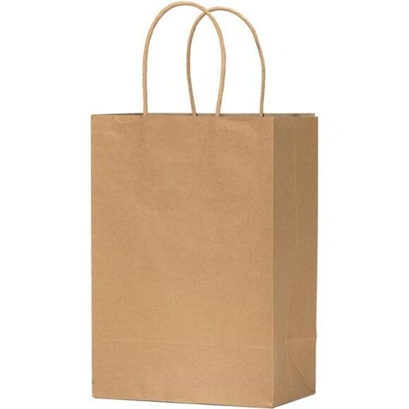 Brown Paper Gift Bags with Handles Bulk Shopping Retail Party Favor - Picture 3 of 7